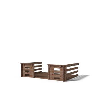 Terrasse en bois avec balustrade pour abri en bois - 6m2 - 3m x 2m - imprégnée - couleur: marron