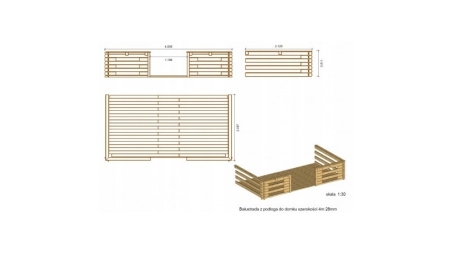 Abri de jardin en bois - 4x4 m + terrasse avec balustrade et avant-toit en bois - 24 m2 - Traité