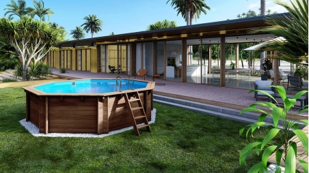 Piscine en bois 5.37x5.37 - H.1.31 m autoportante