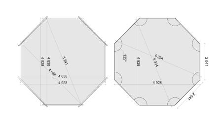 Piscine en bois 5.37x5.37 - H.1.31 m autoportante