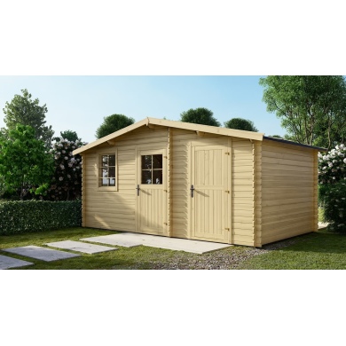 Abri de jardin en bois - 15m2 - 5x3m - Ep. 28mm - Couleur: naturel