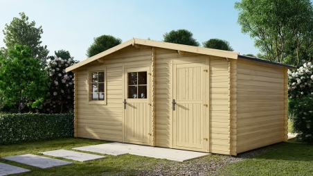 Abri de jardin en bois - 15m2 - 5x3m - Ep. 28mm - Couleur: naturel