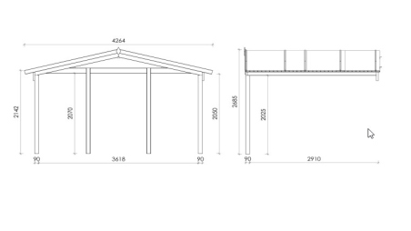Avant-toit en bois 4x3m pour le chalet de jardin 4m, couleur naturel