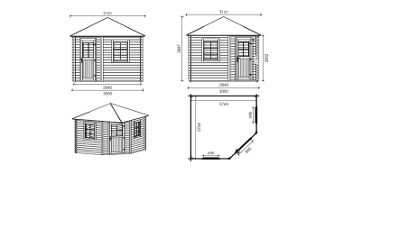 Abri de jardin en bois - 7.3m2 - 3x3m - Traité - Ep. 28mm - Couleur: vert