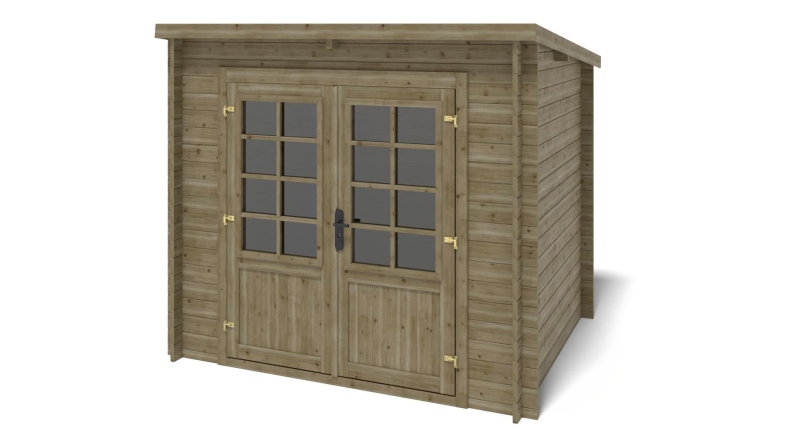 Abri de jardin en bois - 5m2 - 2.5x2m - Traité - Ep. 28mm - Couleur: vert