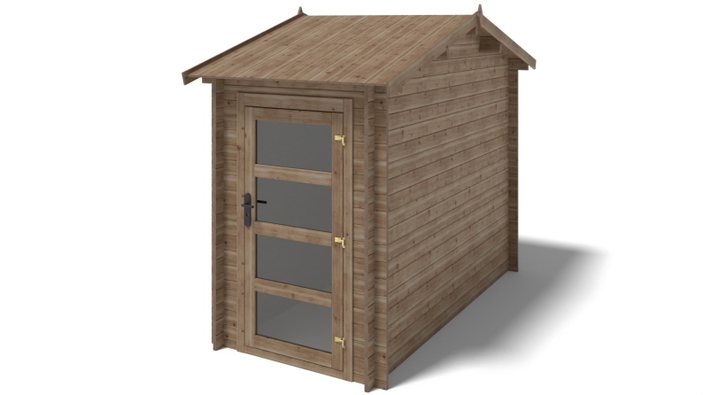 Abri de jardin en bois - 4.5m2 - 1.5x3m - Traité - Ep. 28mm - Couleur: marron