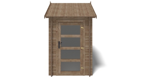 Abri de jardin en bois - 4.5m2 - 1.5x3m - Traité - Ep. 28mm - Couleur: marron