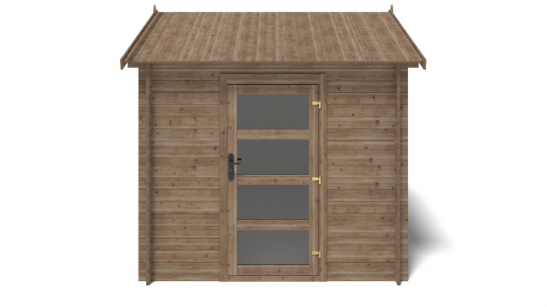 Abri de jardin en bois - 7.5m2 - 2.5x3m - Traité - Ep. 28mm - Couleur: marron