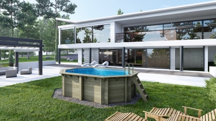 Piscine en bois Nemo 4.3x3 - H.1.18 m cadre en métal, sans dalle béton