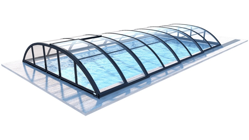 Abri de piscine Horizon - 6,47x3,50 m - polycarbonate massif 3 mm - Couleur Ral7016 Graphite