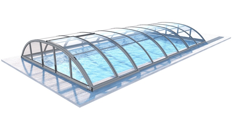 Abri de piscine Horizon - 8,61x4,20 m - polycarbonate massif 3 mm - Couleur Ral7037 Gris 