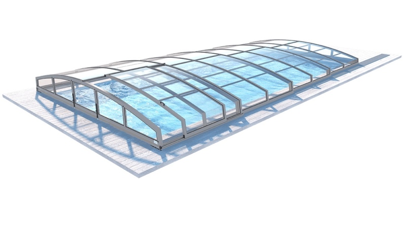Abri de piscine Skyline - 8,61x4,20 m - polycarbonate massif 3 mm - Couleur Ral7037 Gris 