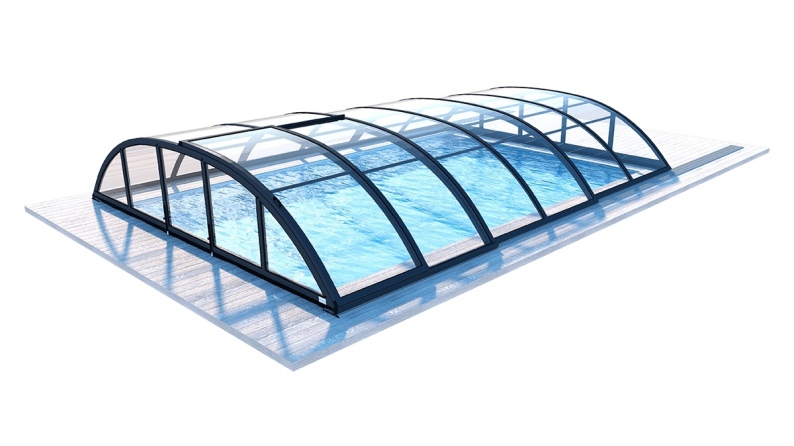 Abri de piscine Horizon pour les modèles 6,20x3 m - BAS87, BAS787 - polycarbonate massif 3 mm - Couleur Ral7016 Graphite