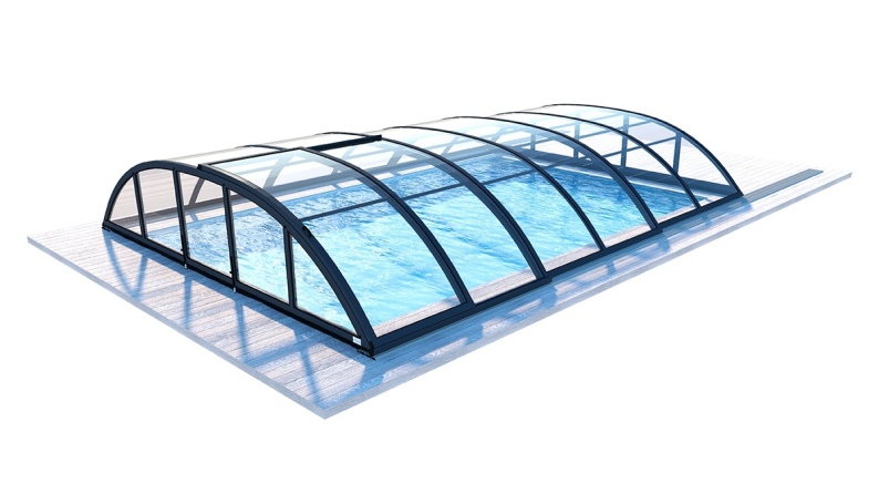 Abri de piscine Horizon pour les modèles 7,20x4,20 m - BAS58, BAS758 - polycarbonate massif 3 mm - Couleur Ral7016 Graphite