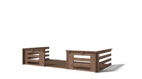 Terrasse en bois avec balustrade pour abri en bois - 8m2 - 4m x 2m - imprégnée - couleur: marron