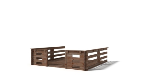 Terrasse en bois avec balustrade pour abri en bois - 9m2 - 3m x 3m - imprégnée - couleur: marron