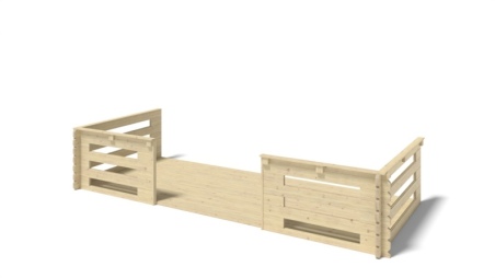 Terrasse en bois avec balustrade pour abri en bois - 10m2 - 5m x 2m - couleur: naturel