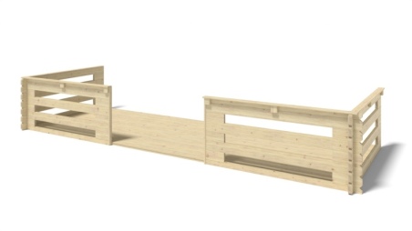 Terrasse en bois avec balustrade pour abri en bois - 12m2 - 6m x 2m - couleur: naturel