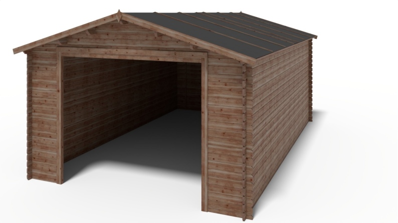 Garage en bois - 24m2 - 4x6m - imprégné - Ep. 28mm - couleur: marron