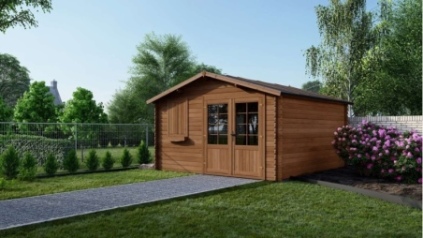 Abri de jardin en bois - 16m2 - 4x4m - Traité - Ep. 28mm - Couleur: marron