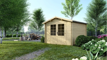 Abri de jardin en bois - 9m2 - 3x3m - Ep. 28mm - Couleur: naturel