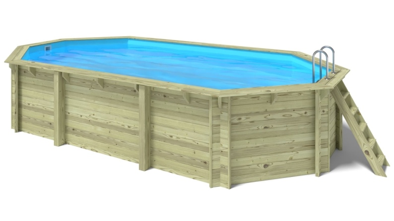 Piscine de jardin en bois - 7,57x4,07  x H.1,45m - avec filtration