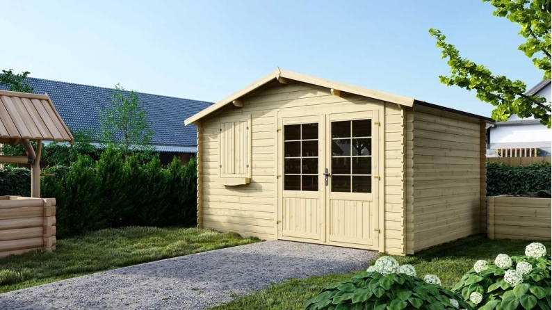 Abri de jardin en bois - 12m2 - 4x3m - Ep. 28mm - Couleur: naturel