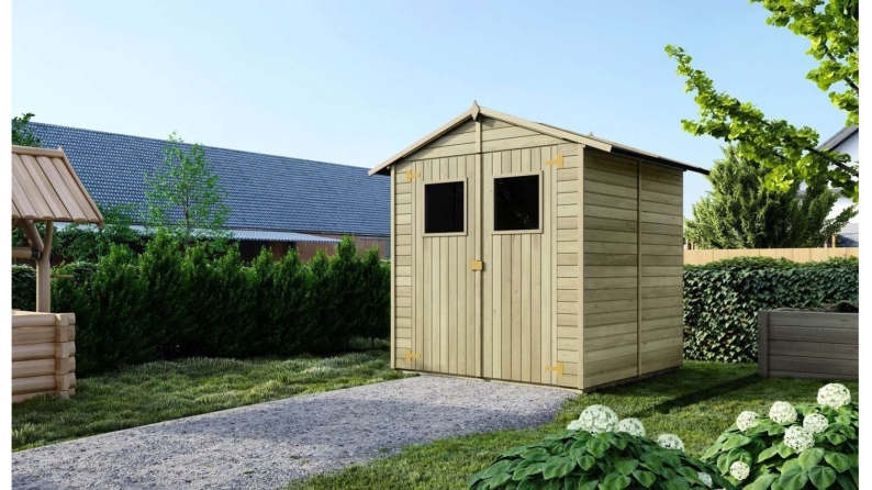 Abri de jardin en bois 3,46 m2 - 1,90x1,82 m - traité - Couleur: vert