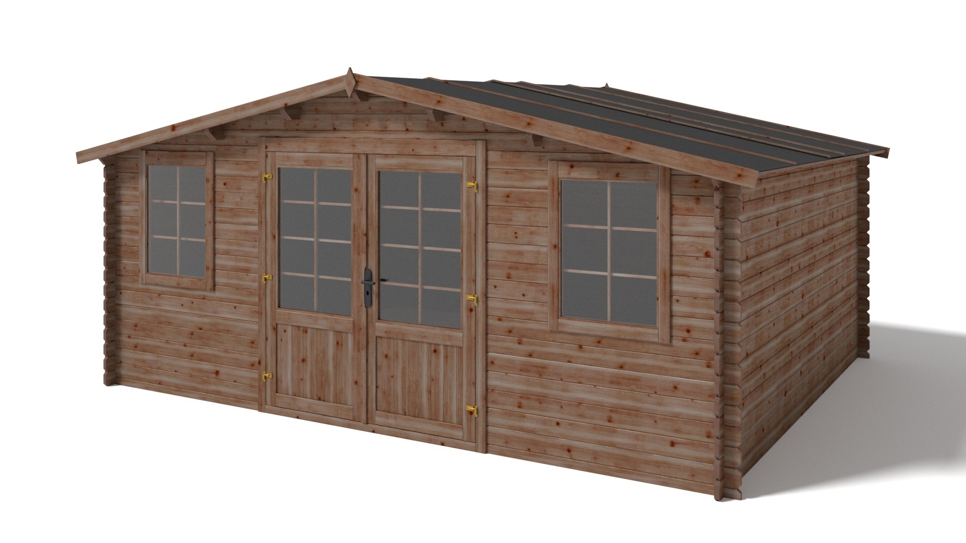 Abri de jardin en bois - 20m2 - 5x4m - Traité - Ep. 28mm - Couleur: marron