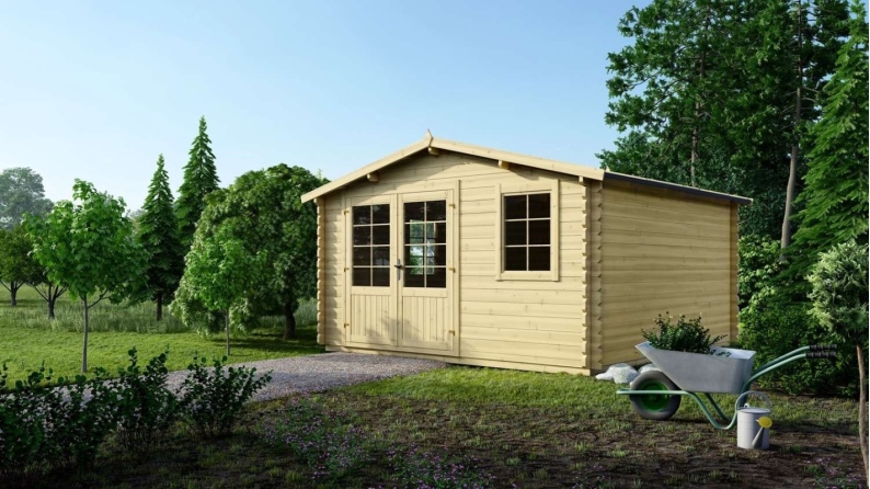 Abri de jardin en bois - 16m2 - 4x4m - Ep. 40mm - Couleur: naturel