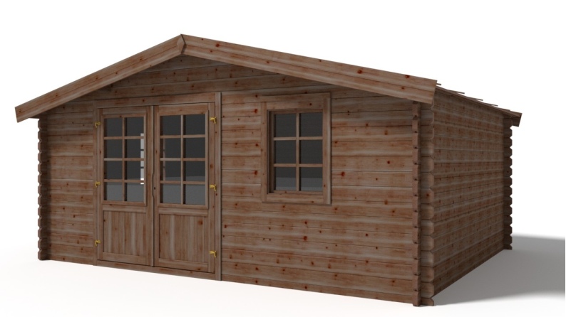 Abri de jardin en bois - 20m2 - 5x4m - Traité - Ep. 45mm - Couleur: marron