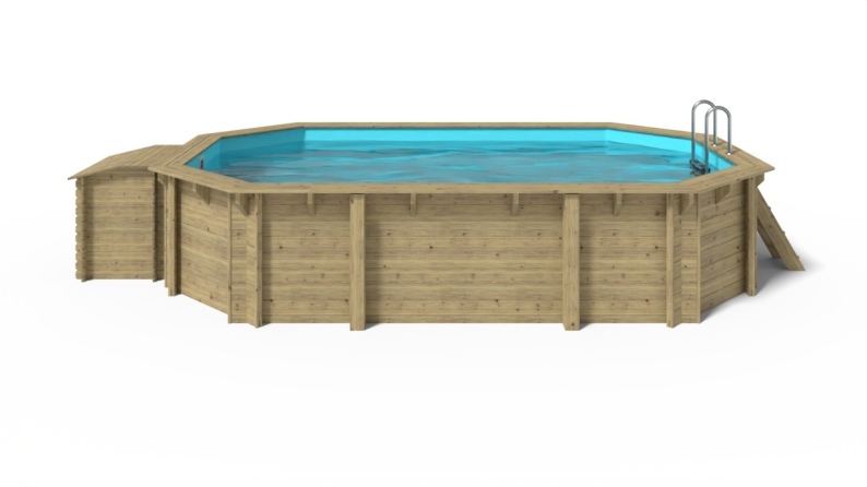 Piscine de jardin en bois - 5,86x3,86 x H.1,20 m - avec filtration et coffre de filtration