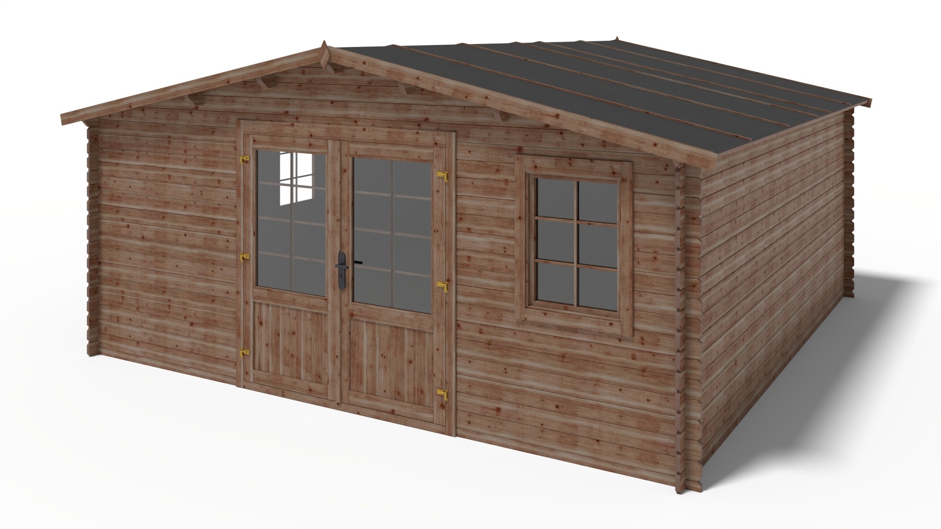 Abri de jardin en bois - 25m2 - 5x5m - Traité - Ep. 28mm - Couleur: marron