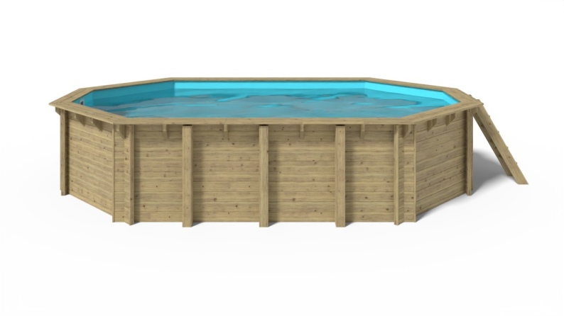 Piscine de jardin en bois - 6,57x4,07  x H.1,38m - avec filtration