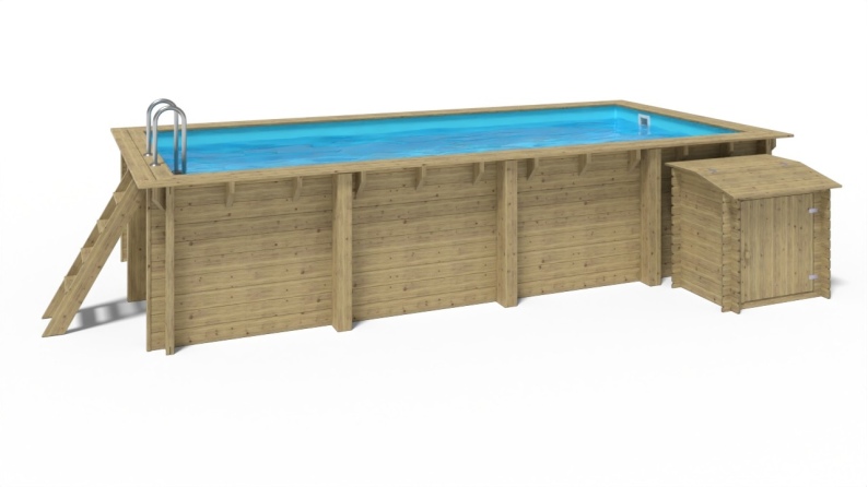 Piscine de jardin en bois - 6,20x3 x H.1,31 m - avec filtration et coffre de filtration