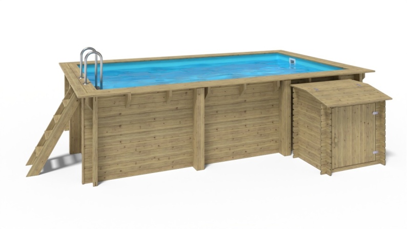 Piscine de jardin en bois - 5x3 x H.1,25 m - avec filtration et coffre de filtration