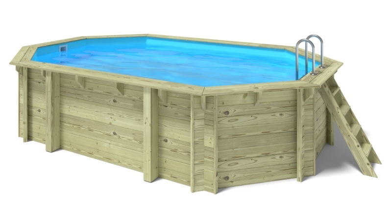 Piscine de jardin en bois - 5,60x3,70  x H.1,25m - avec filtration