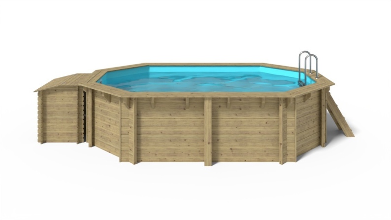 Piscine de jardin en bois - 4,87x3,34 x H.1,18 m - avec filtration et coffre de filtration