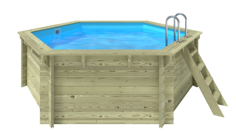 Piscine de jardin en bois - 3,55x4,09  x H.1,17m - avec filtration