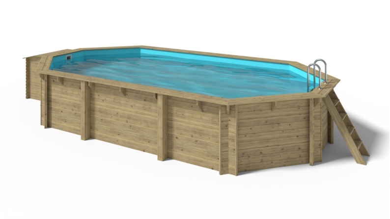 Piscine de jardin en bois - 7,57x4,07 x H.1,31 m - avec filtration et coffre de filtration