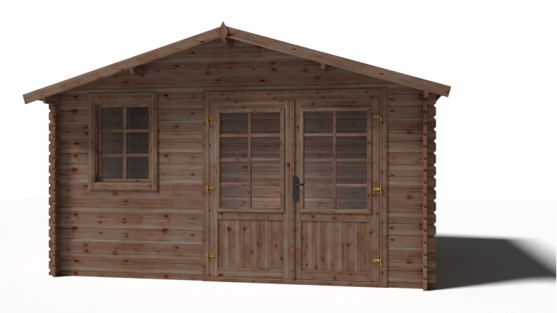 Abri de jardin en bois - 11,70m2 - 3,90x3m - Traité - Ep. 34mm - Couleur: marron