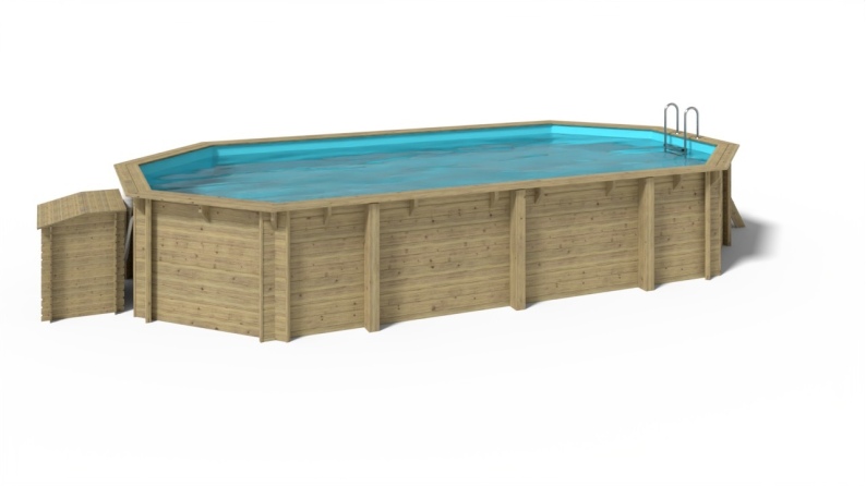 Piscine de jardin en bois - 8,57x4,57 x H.1,45 m - avec filtration et coffre de filtration