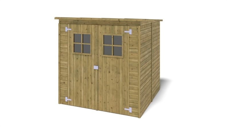 Abri de jardin en bois 3,42 m2 - 1,90x1,80 m - traité - Couleur: vert